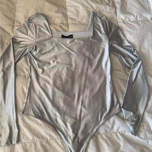 House of Harlow 1960 Metallic Silver Bodysuit